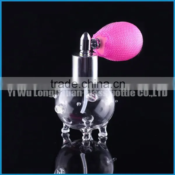 Handmade Handicrafts Transparent Glass Piggy.Transparent Perfume Glass Bottle for Perfume With Metal Bulb Atomizer Provider photo-2