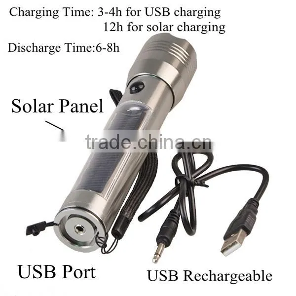 High Power Strong Light USB Charger Solar Power Led Torch Quality Choice photo-4