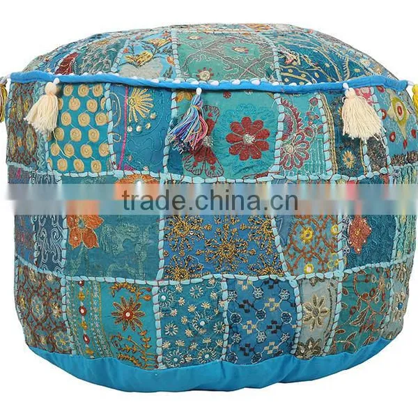 Indian Patchwork Ottoman / Beautiful Gifts Vintage Indian Foot Stool / Indian stool / India Mudda Stool