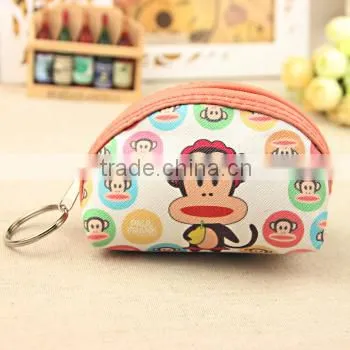 Girls Cute Digital Printing Cartoon Soft PU Zipper Card Key Coin Purse photo-4