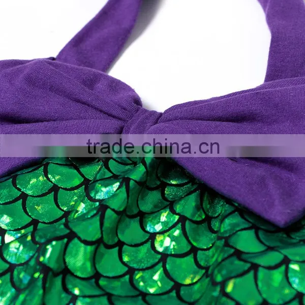 2016 Hot Sale Purple and Grenn Children Clothes Mermaid Swimsuits With Matching Headband Quality Choice photo-3