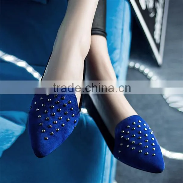 2015 High Quality Ladies Shoes Rivet Pointed-Toe Flat Shoes Spring Korean Peas Casual Shoes photo-4