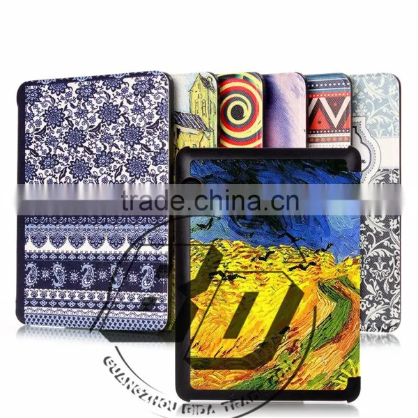 New Design Classical Colorful Beautiful Painting PU Leather Case For Amazon Kindle Voyage Tablet Case Lowest Price