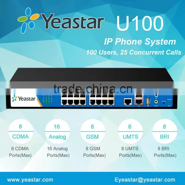 100 Users Asterisk IP PBX System With 1 U Rack