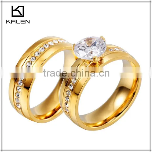 Fashion Wedding Yellow Gold Plated Silver Ring With Stone Designs photo-4