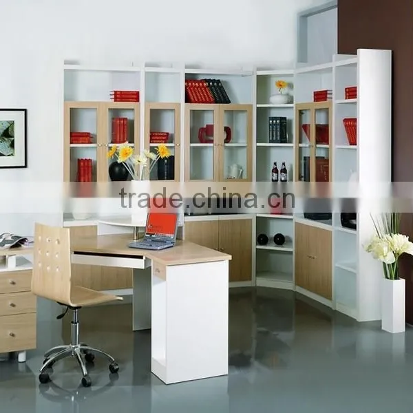 Wood Bookcase With Doors and Drawers