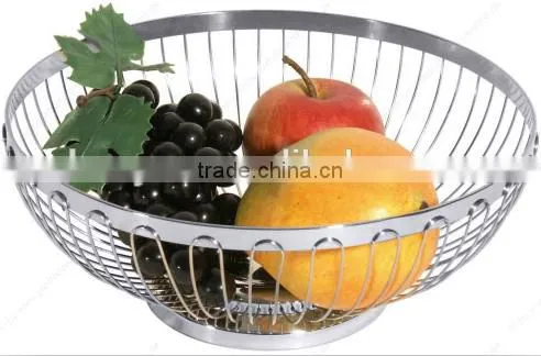 2016 High Quality Round Shape Steel Wire Fruit Basket Chrome photo-2