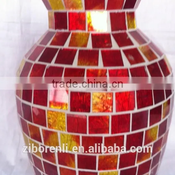 Wedding Decor Mosaic Unique Handblown Art Glass Vase photo-2