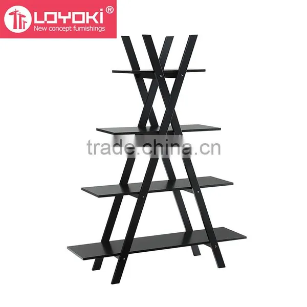 Hot Sale Wood 4 Tier Ladder Bookshelf High Quality Home Furniture Wood Book Display Storage Shelf photo-4