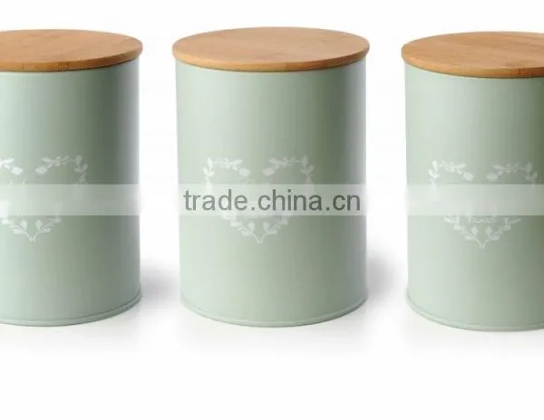Colorful Canister With Wood Lid photo-4