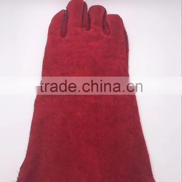 Red Leather Welding Gloves photo-3