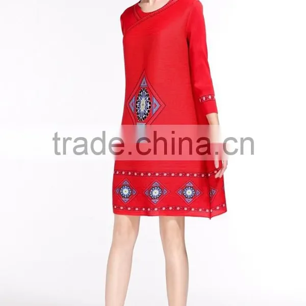 Half Sleeve Women Faddish Loose Printed Crumple Dress photo-6