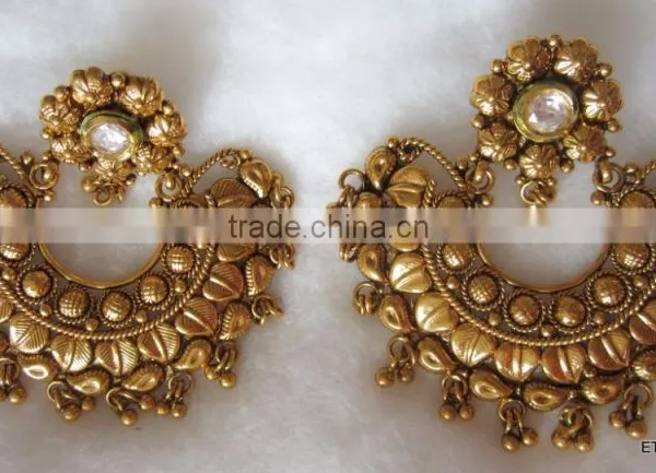 Dangler Gold Tone RAMLEELA Dangler POLKI EARRINGS photo-2