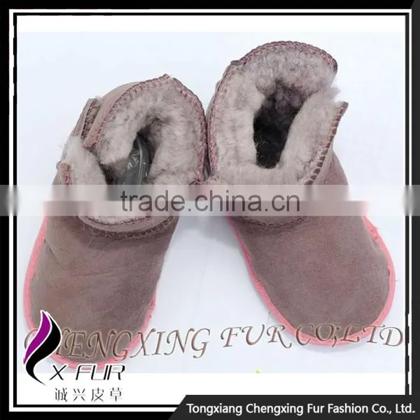 CX-SHOES-06A Cute Wholesale Soft Real Sheepskin Leather Baby Shoes photo-5