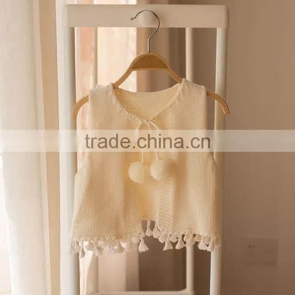 S32899W New Children Knitting Sleeveless Sweater Princess Kids Fashion Tassel Solid Vest photo-4