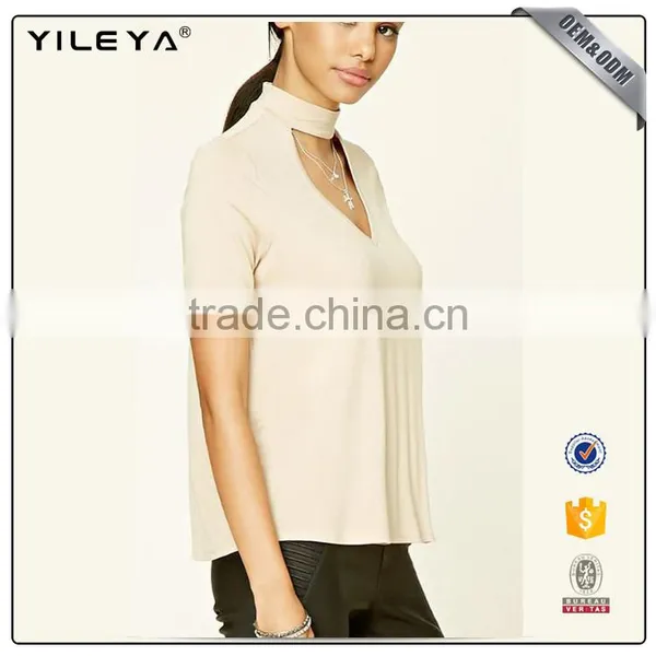 Hollow Out Casual Linen Plain Tops photo-2
