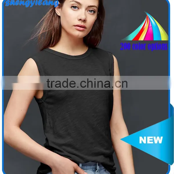 Custom 100% Cotton Vest Women Plain Tank Top Wholesale in Guangzhou