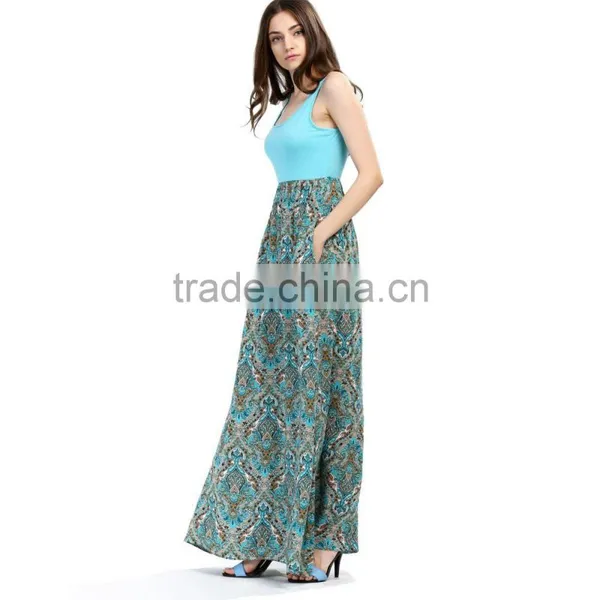 Newest Fashion Sleeveless Trend Summer Lady Floral Dress for Wholesale 2017 photo-5