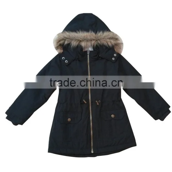 Whloesale OEM Girls Cotton Black Jackets With Hooded