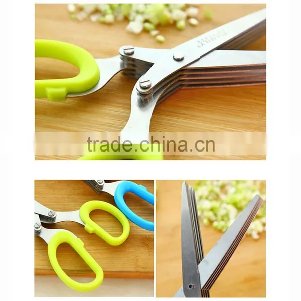 Stainless Steel 5 Layers Kitchen Scissors Multi-functional Shredded Cut Herb Green Onion Cut Scissor Spices Kitchen Tool KC1056 photo-5
