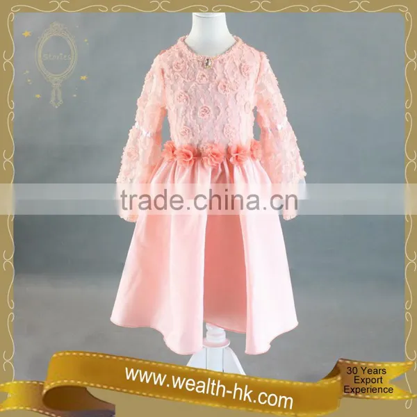 Rosebud Flower Long Sleeves Girls Princess Dress photo-5