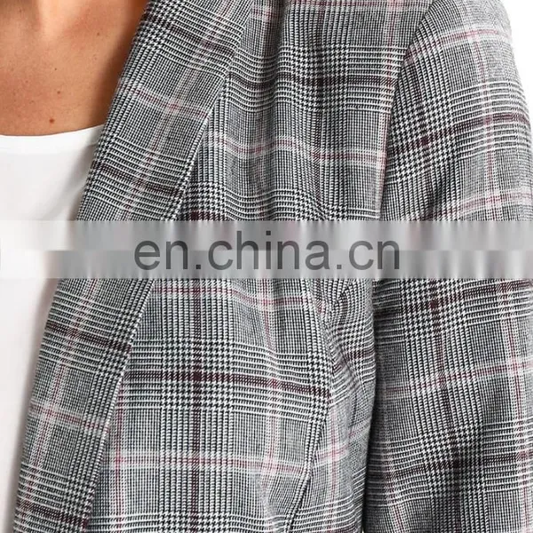 Factory OEM Casual T/R Check Women Blazer photo-6