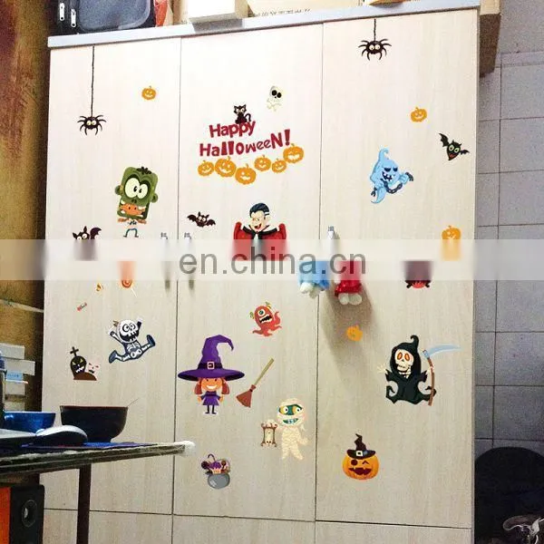 2017 New Halloween Decotation Wall Sticker , House Spirit Pumpkin Lamp Display Window Decoration Sticker photo-2
