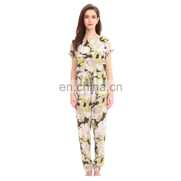 Korean Style Waist Ethnic Print Formal Office Ropa Mujer Jumpsuit For Middle Age Ladies photo-5