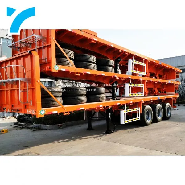 2/3/4 Axles 40ft Flatbed Truck Semi-trailer Container Flatbed Trailer photo-3