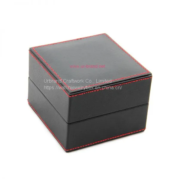 Black Leather Watch Boxes PU Watch Cases With Red Color Stitching Wholesale photo-4
