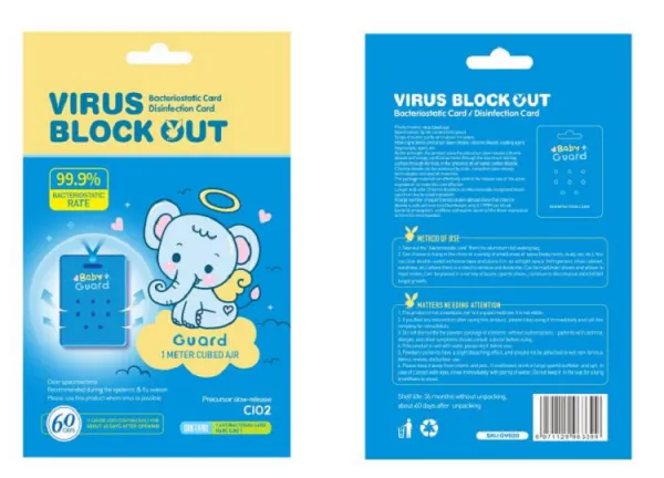 Chlorine Dioxide Card Removing Virus Portable Work Effective 60days Clo2(Children Style) photo-2