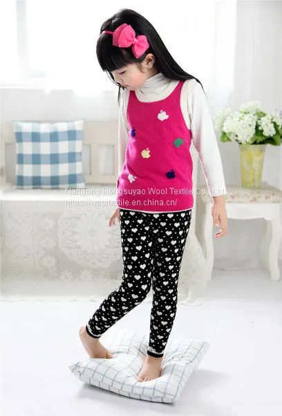 Custom Knitted Cotton Cute Heart Pattern Jacquard Children's Leggings photo-2