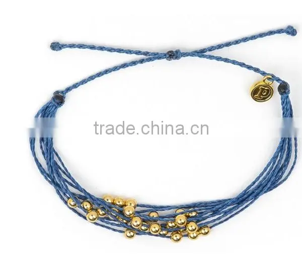 Hot New Many Layers Red Wax Cord Knot Bracelet With Copper Beads for Luck Girl photo-4