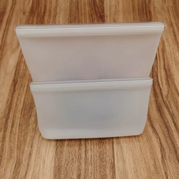 2 Bags Set Zip Top Reusable 100% Silicone Food Storage Bags and Containers Sandwich & Snack Bags photo-2