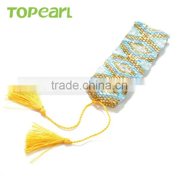 Charm Yellow Cotton Tassel Bracelet Seed Bead Bracelet Handmade for Women CLL143 photo-3