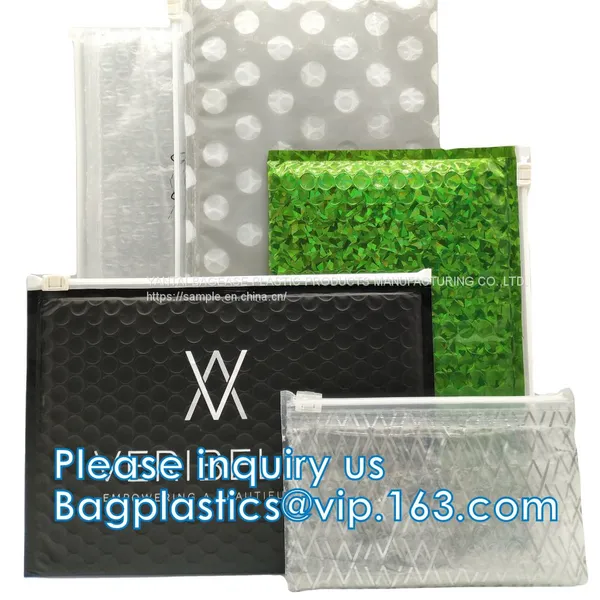 Metallic Foil Film PE Film PE Bubble Cosmetics Reclosable Ziplockk Zipper Bubble Bag 100% Eco-Friendly Waterproof photo-5