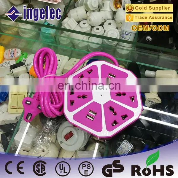 New Arrival Electrical Multi Plug Extension Socket Hexagon Shape USB Power Extension Board photo-4