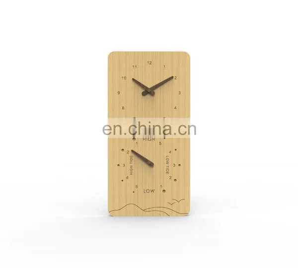 100% Natural Material Household Office Room Rectangular Bamboo Tidal Analog Wall Clock photo-2