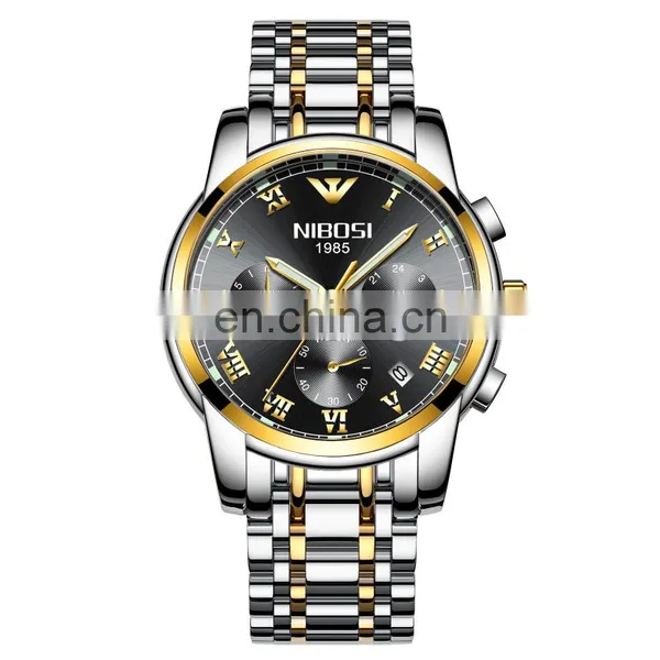 NIBOSI 2301 Men's Stainless Steel Business Wristwatches Waterproof Luxury Men Quartz Watches