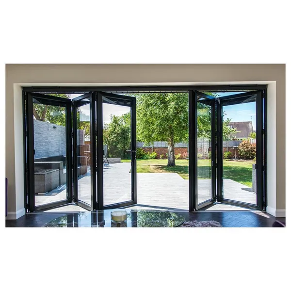 Double Glazing Lowes Bi Fold Door / Accordion Aluminum Glass Patio Exterior Bifold Door photo-3