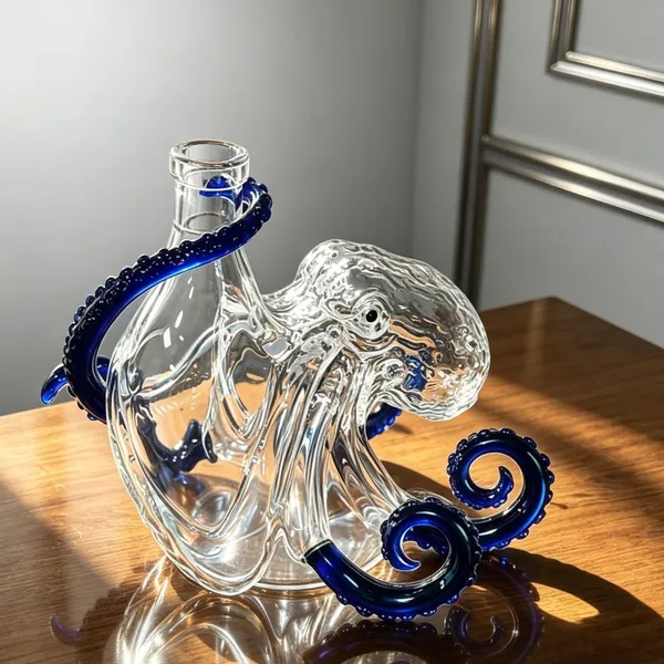 Octopus Hand Blown Glass Decanter Lead Free Airtight Liquor Bottle Decorative Wine Carafe For Bar Home Gift photo-2