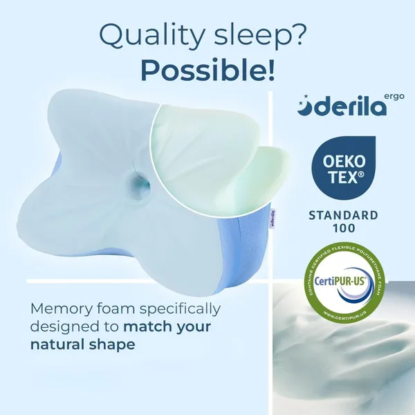 Derila Ergo Cervical Neck Pillow for Sleeping Pillow Contour Memory Foam Pillows for Back, Side Sleeper Pillows photo-4