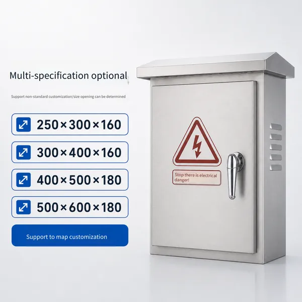 Stainless Steel Rainproof Distribution Box, Outdoor Waterproof Control Box, Monitoring Equipment Box, Slanted-top Weak Current Box, Customizable According to Drawings