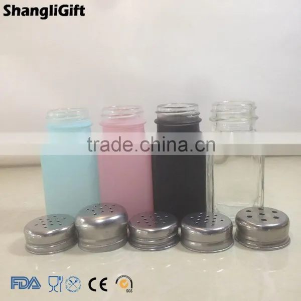 New Design Colored Square Glass Spice Jar Bottles With Screw Cap photo-3