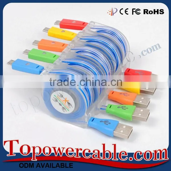 Retractable Ultra Thin Visible Flow LED Light Micro USB Charging Sync Cable photo-6