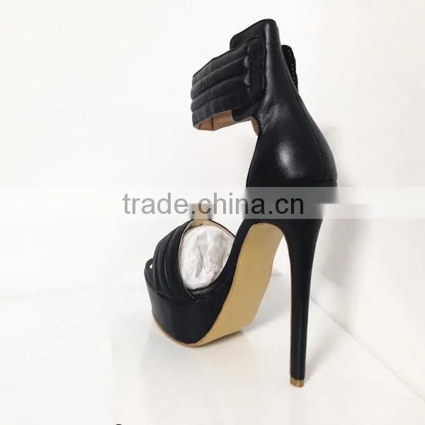 Catwalk Sky High New Sandal 16CM Height Black and Orange Leather Heels High Heel Women Sandals photo-3