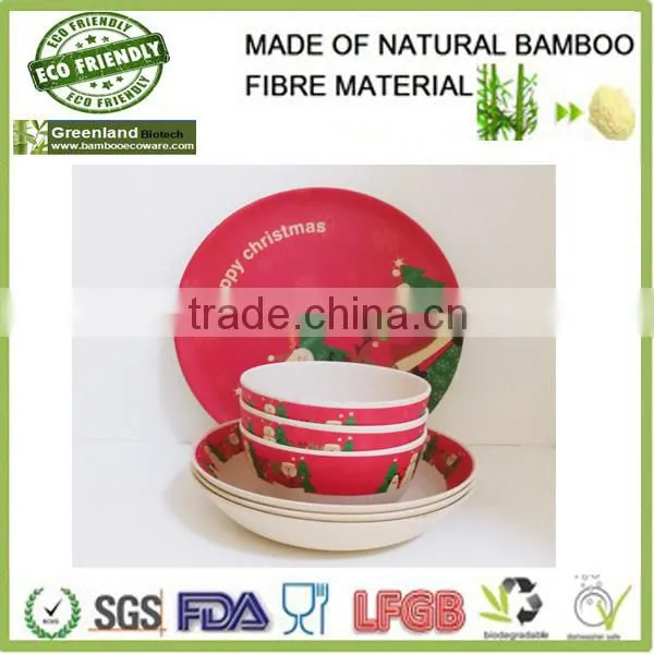 Season Disposable Santa Christmas Natural Bamboo Eco Tableware Dinner Set photo-4
