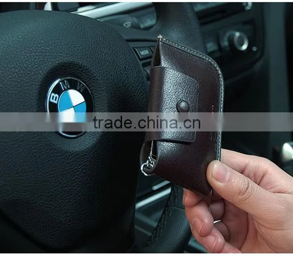 Customized LOGO Promotional Gift Genuine Leather Car Key Holder Case Wallet photo-3