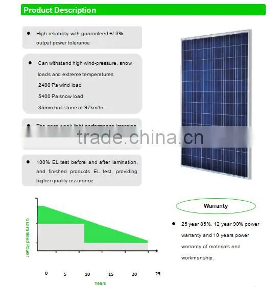 HOT ! High Quality and Cheap Price! USD0.42/W,300W Polycrystalline Solar Panel , Poly Solar Panel photo-2