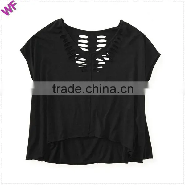 Custom Womens Casually Broken Hole Cool Crop Tee photo-4